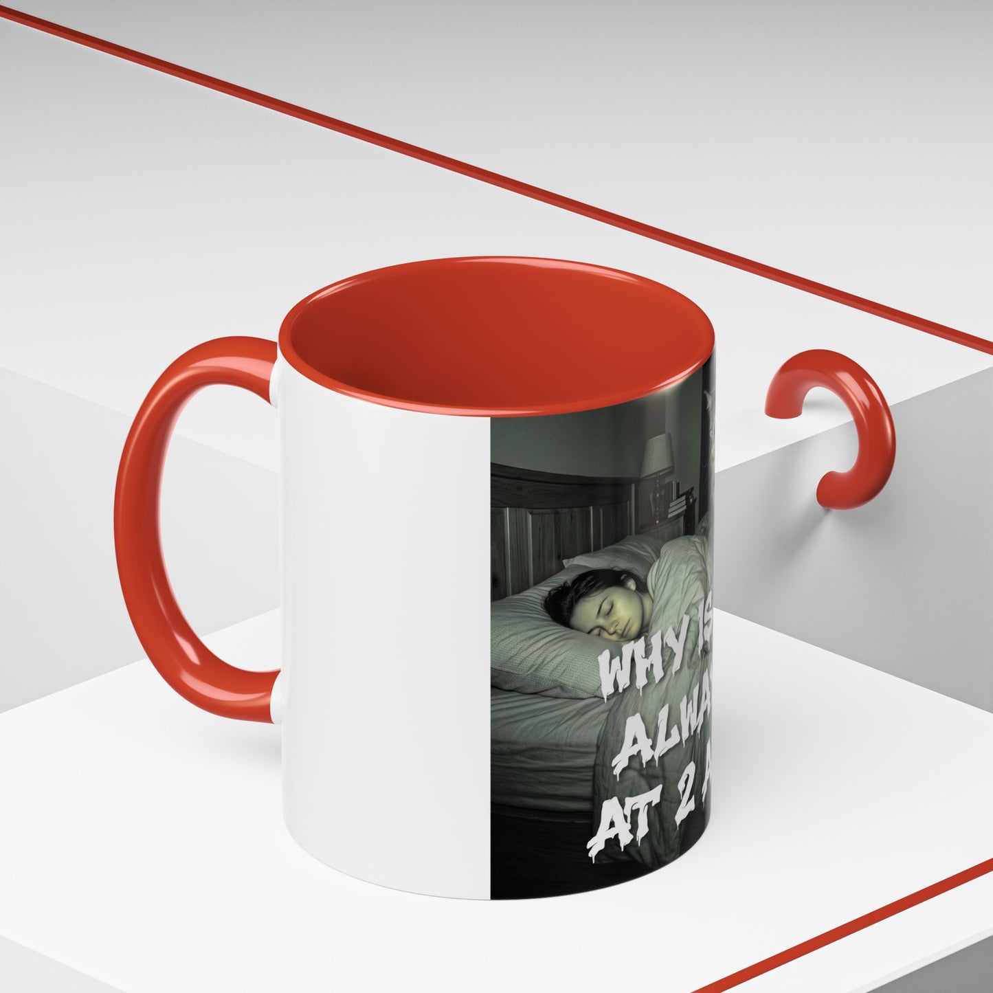Why Is It Always at 2 AM? Cat Nighttime Humor Accent Coffee Mug