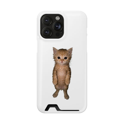 Cute Standing Kitten Phone Case with Card Holder