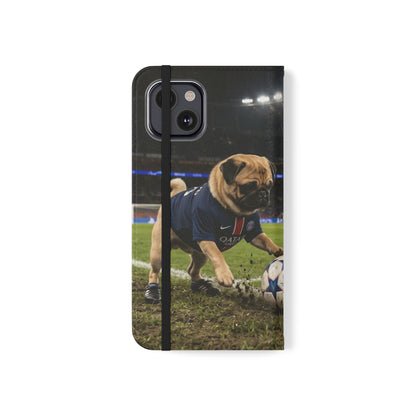 Flip Phone Case — Cute Soccer Pugs Design Wallet Cover