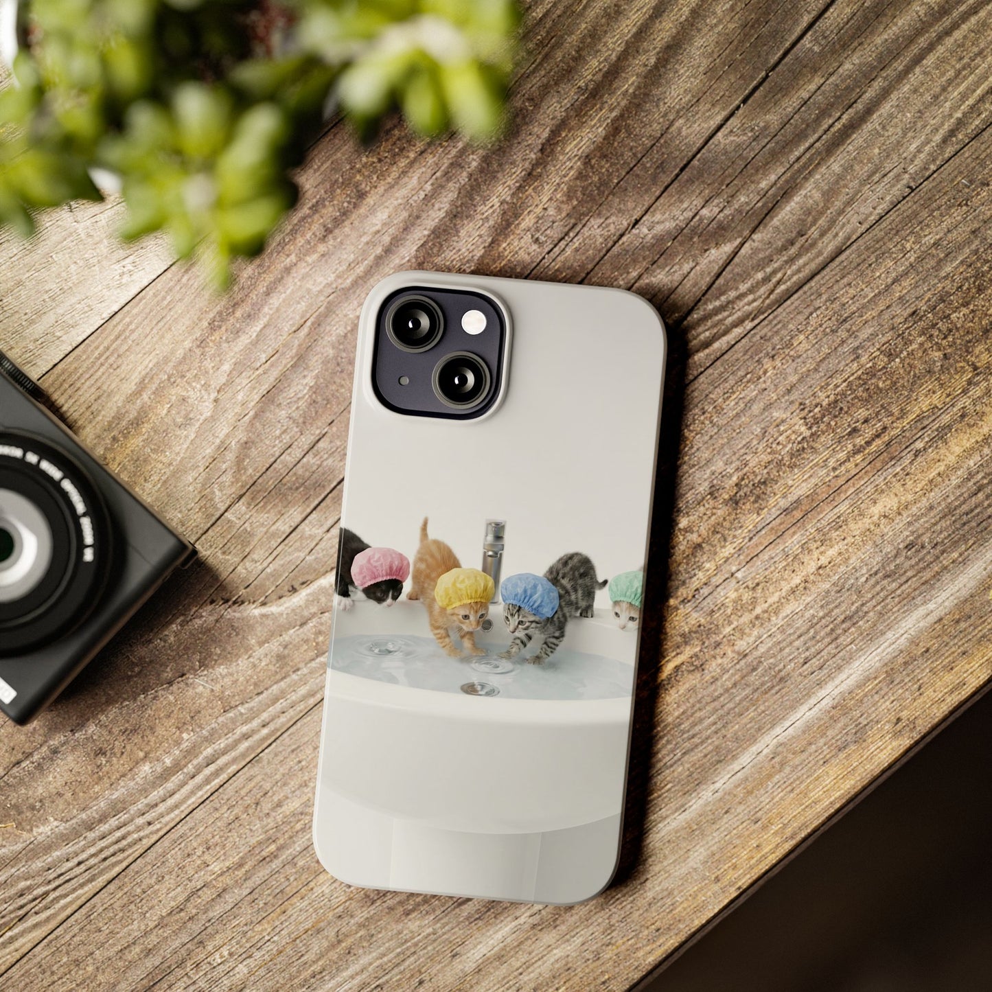 Slim Phone Case — Cute Kittens in Bathtub Design