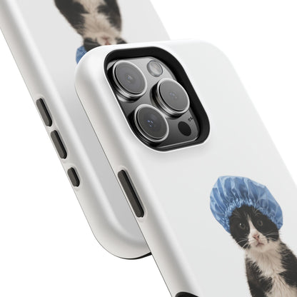 Cute Cat in Shower Cap Magnetic Impact-Resistant Phone Case