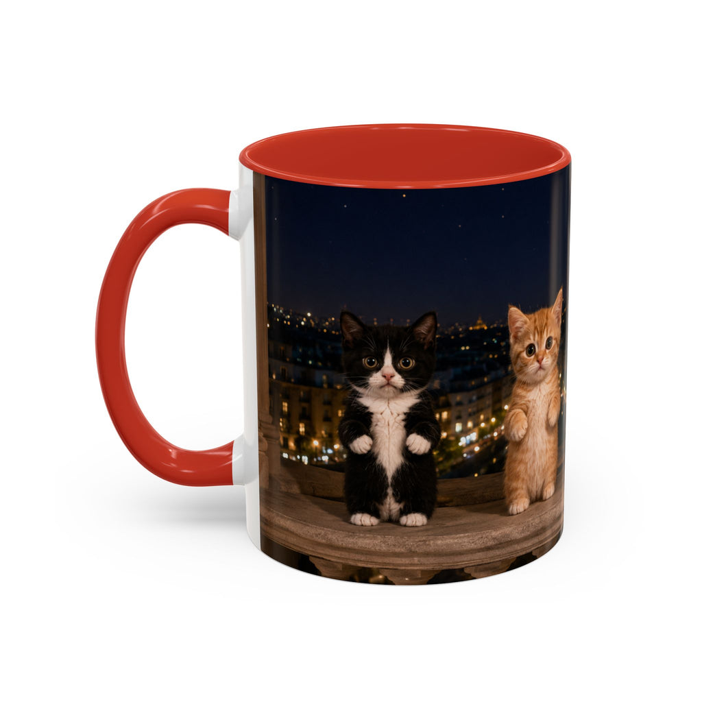 Paris Kittens Coffee Mug — Cute Cat Nightscape Accent Mug (11/15 oz)