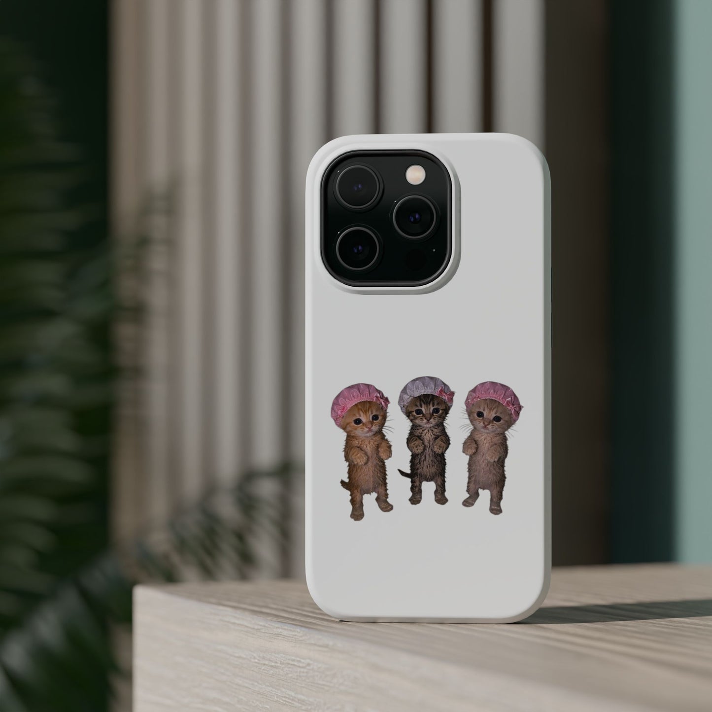 Cute Standing Kittens with Shower Caps  Phone Case