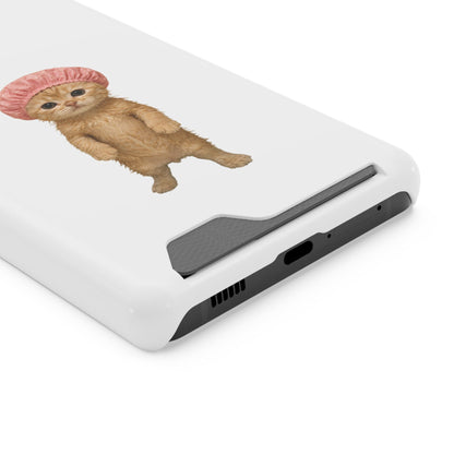 Cute Cat Shower Cap Phone Card Case
