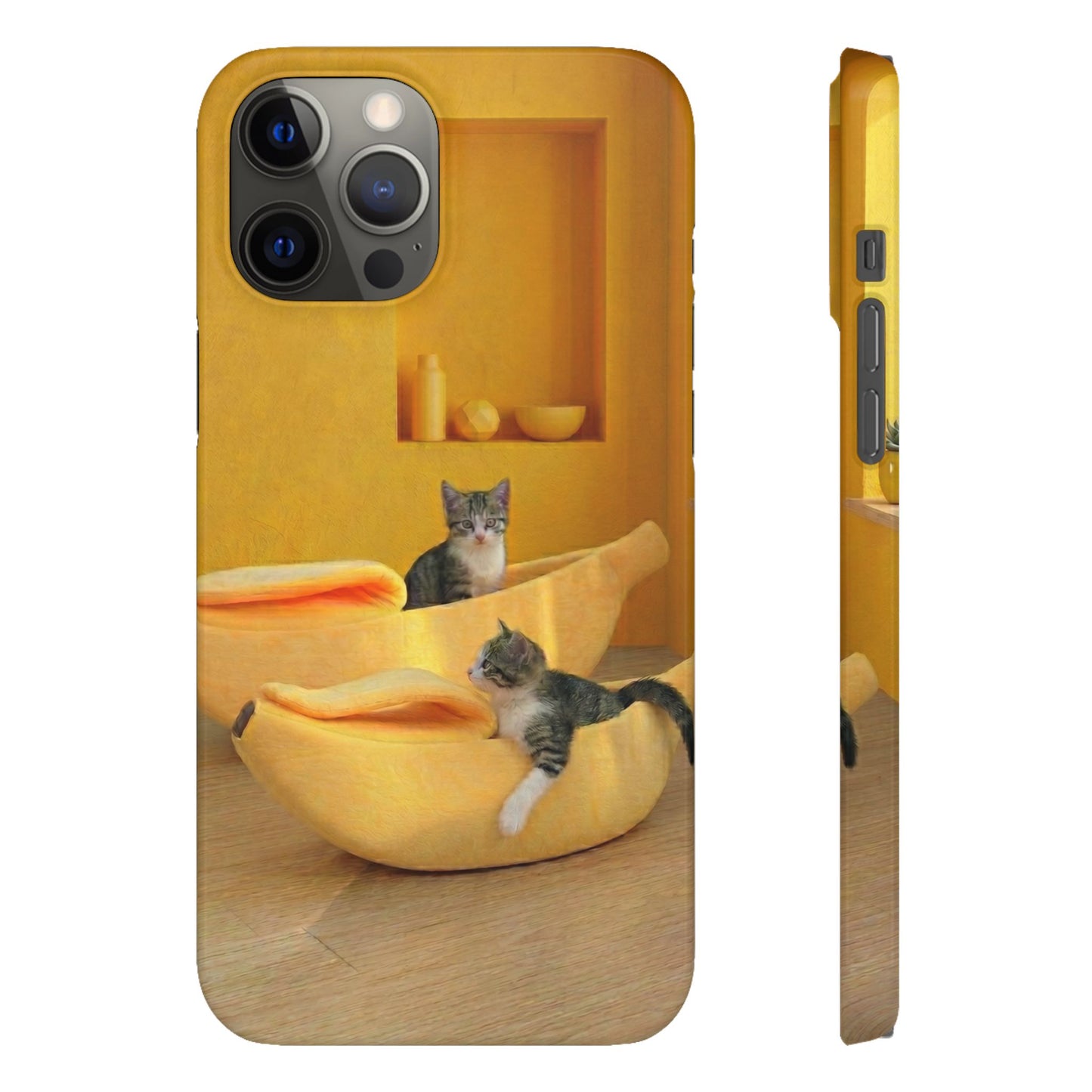 Cat Cozy Phone Case – Cute Kittens in Yellow Living Room Snap Case
