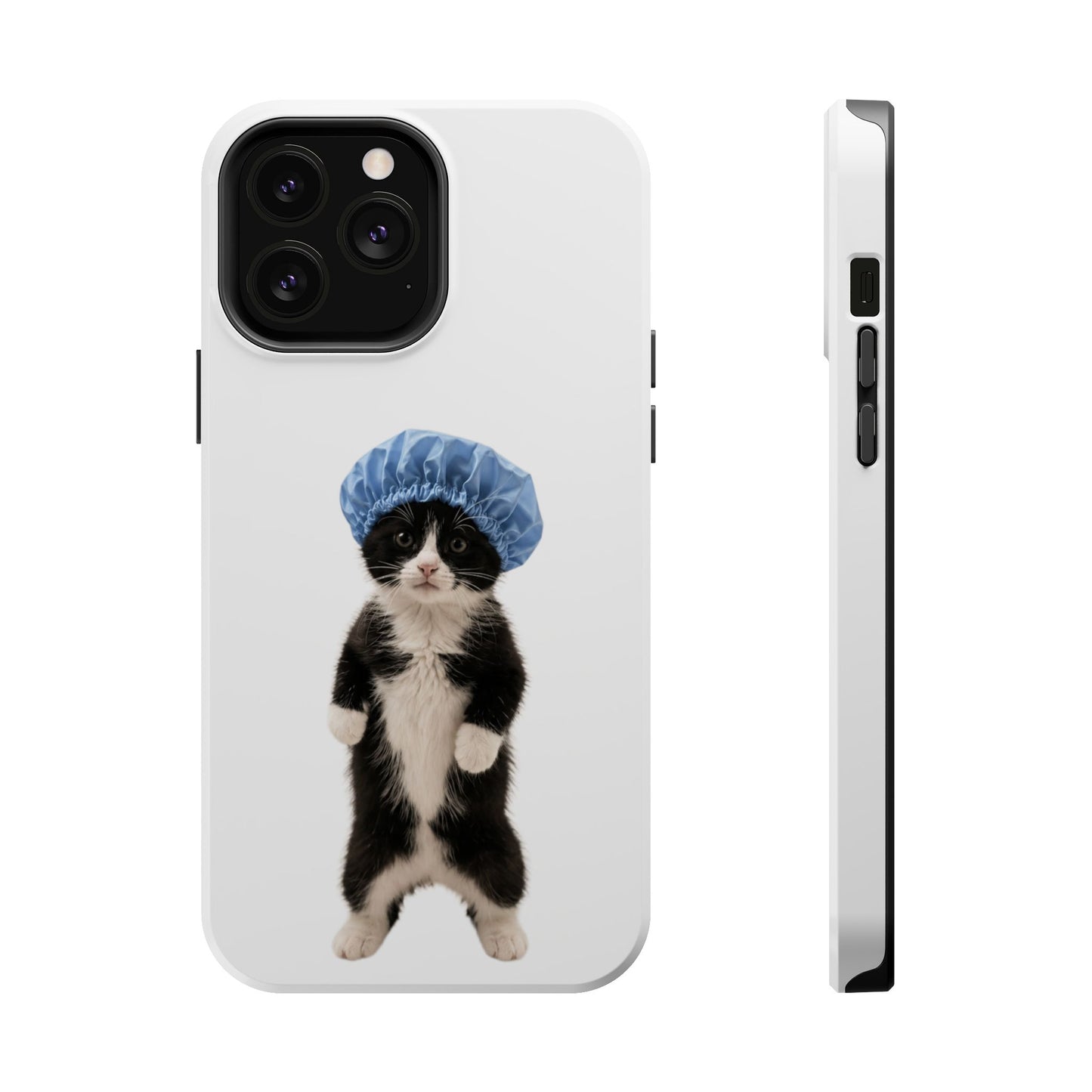 Cute Cat in Shower Cap Magnetic Impact-Resistant Phone Case