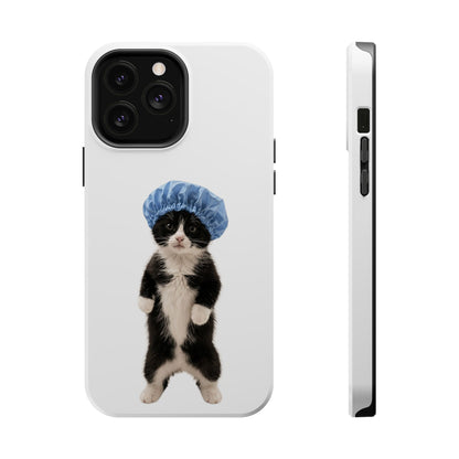Cute Cat in Shower Cap Magnetic Impact-Resistant Phone Case