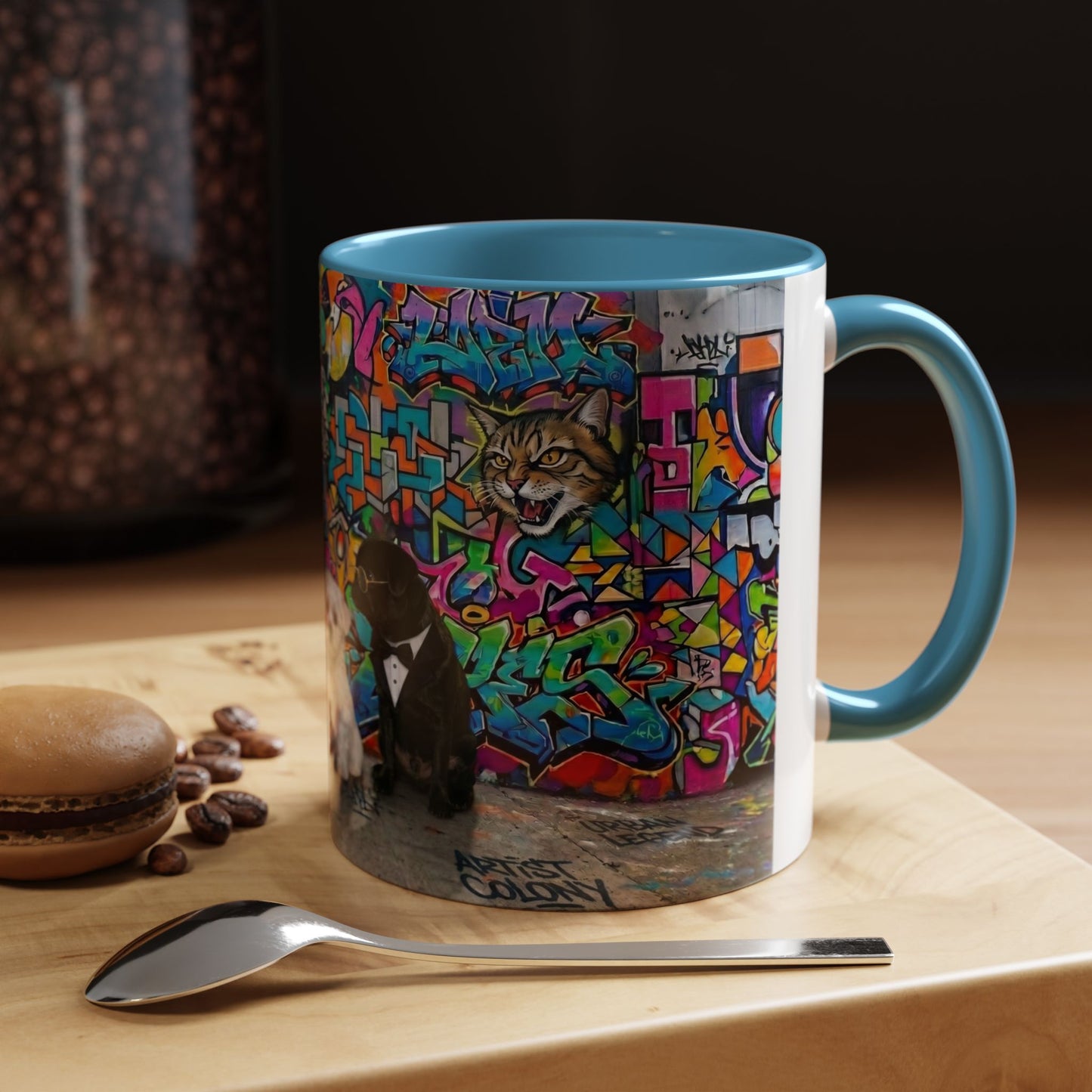 Graffiti Pets Coffee Mug — Colorful Street Art Dog & Cat Accent Mug (11/15oz)