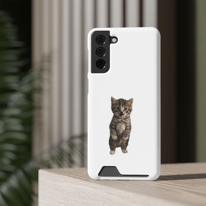 Cute Standing Kitten Phone Case with Card Holder