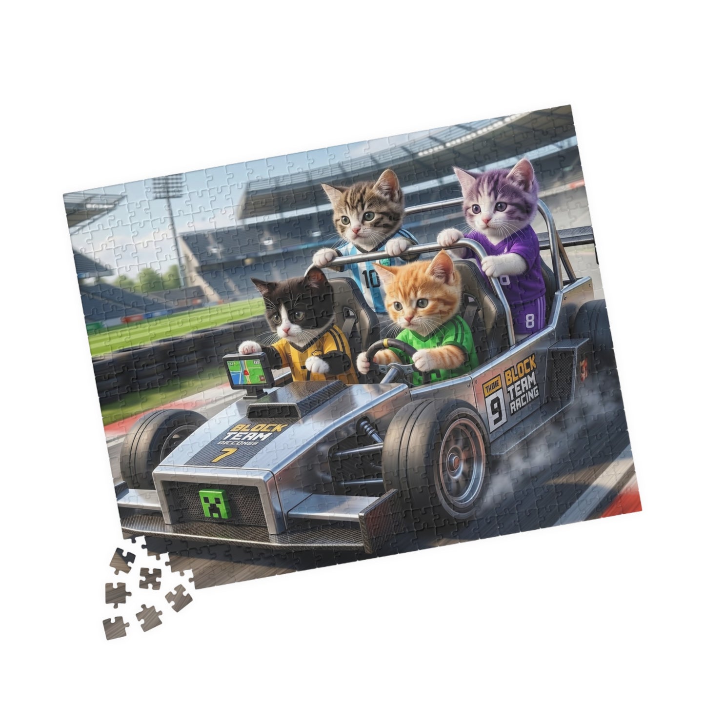Racing Kittens Jigsaw Puzzle — Cute Cat Race Car 110–1014 Piece Puzzle