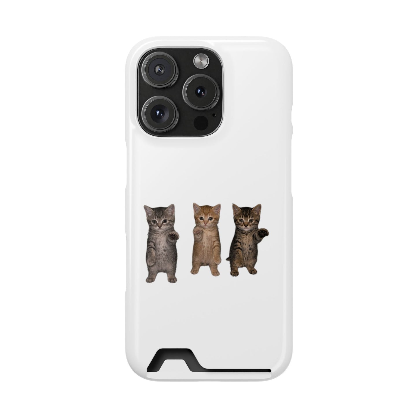Cute Trio Kittens Phone Case with Card Holder