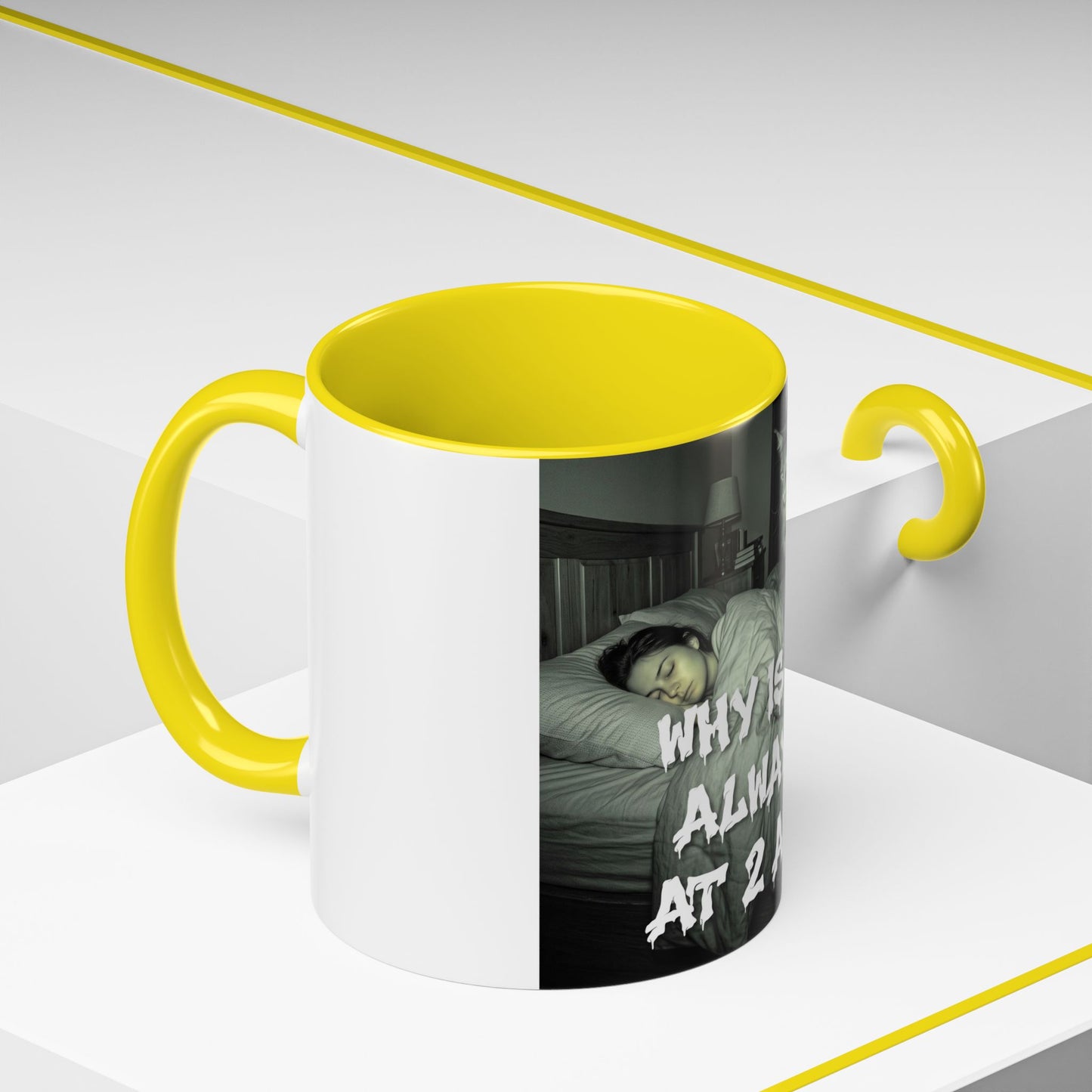 Why Is It Always at 2 AM? Cat Nighttime Humor Accent Coffee Mug