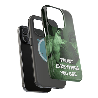 Phone Case 'Trust Everything You See' Green Dog Photo Magnetic Impact-Resistant Case