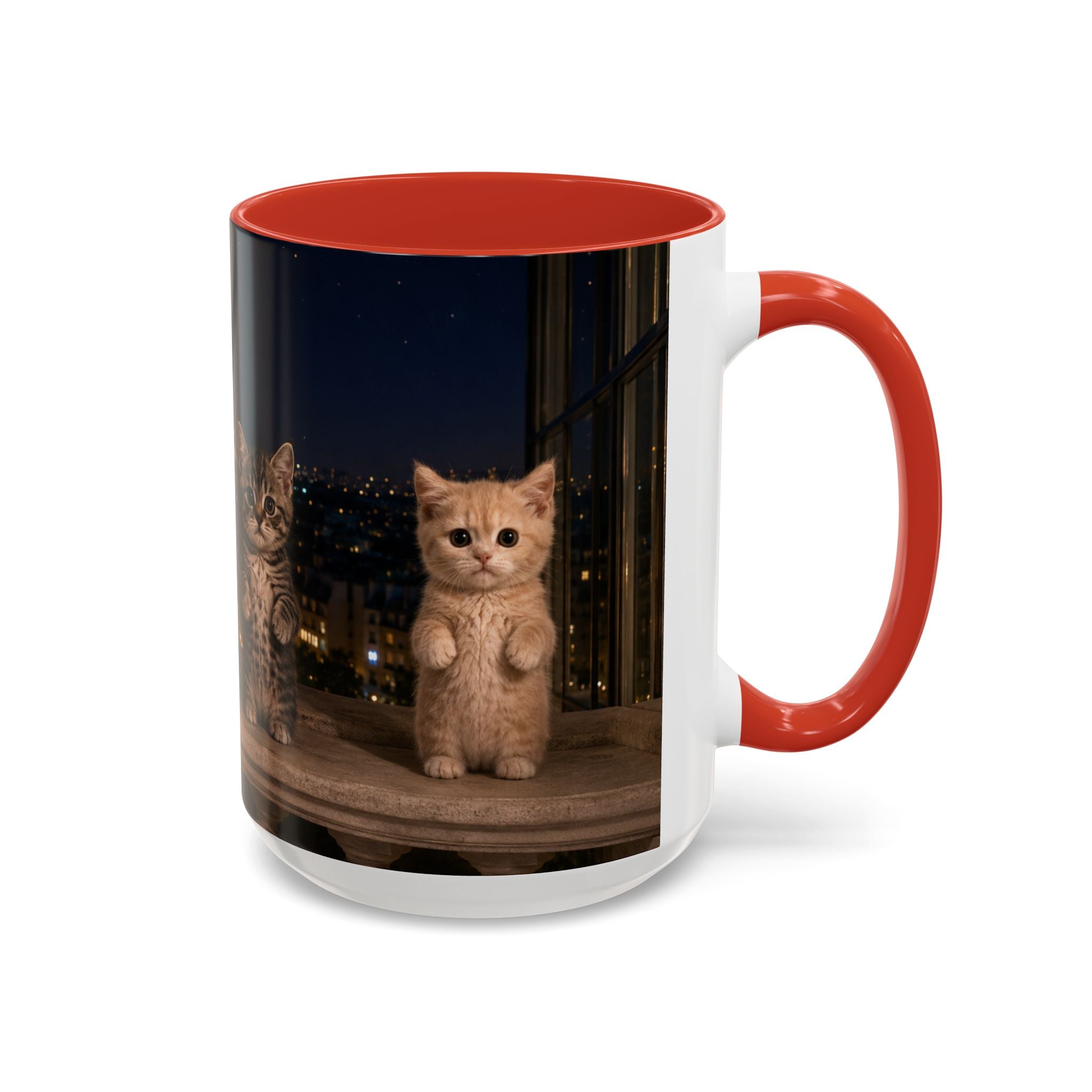 Paris Kittens Coffee Mug — Cute Cat Nightscape Accent Mug (11/15 oz)