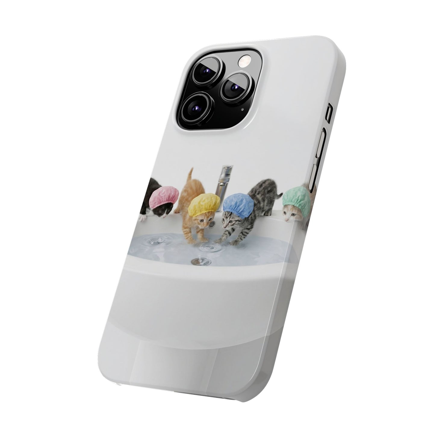 Slim Phone Case — Cute Kittens in Bathtub Design