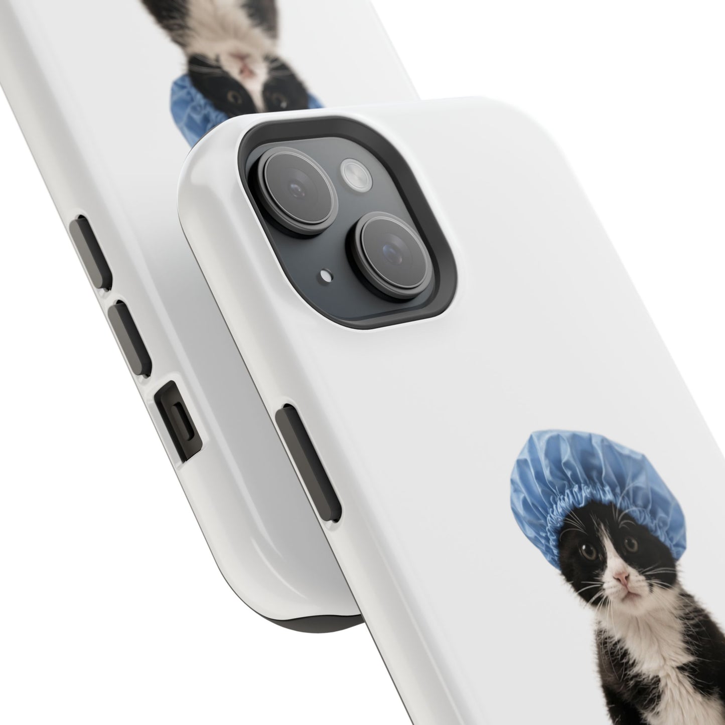 Cute Cat in Shower Cap Magnetic Impact-Resistant Phone Case