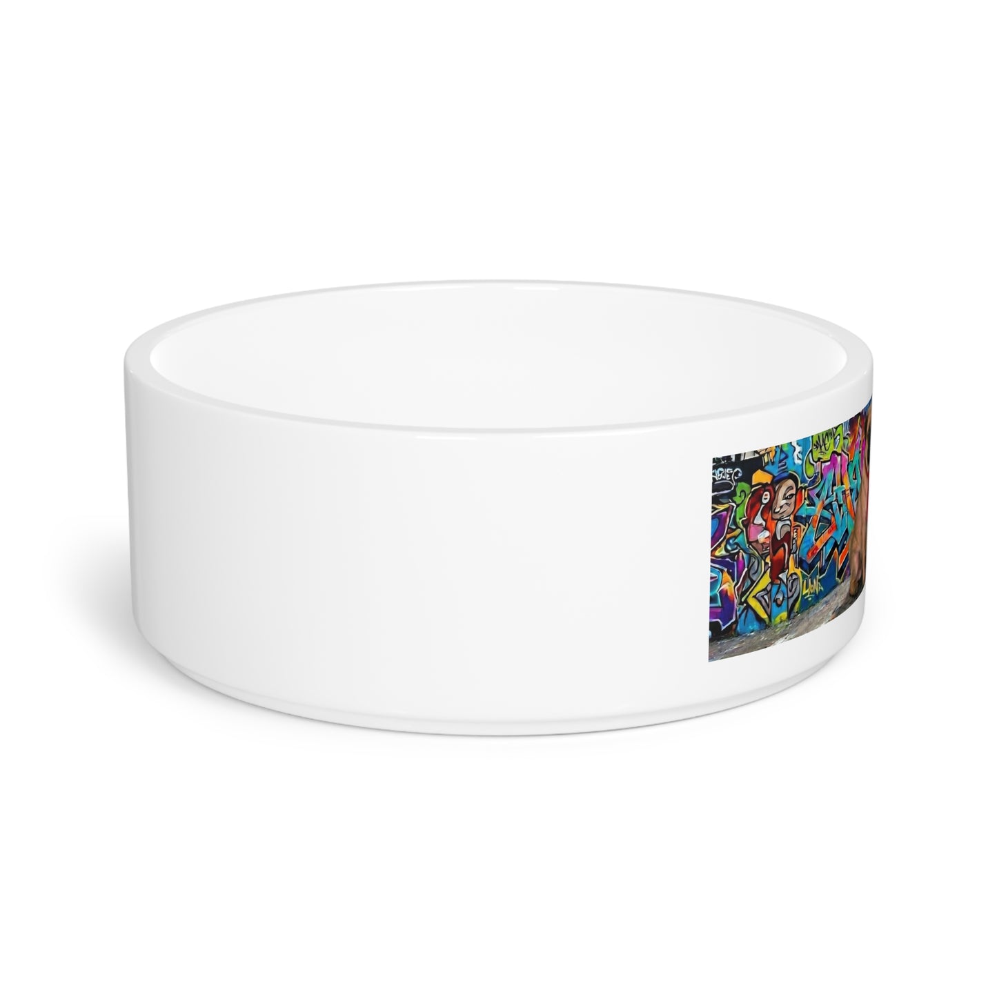 Dog Lover Ceramic Pet Bowl — Colorful Graffiti Puppies Design