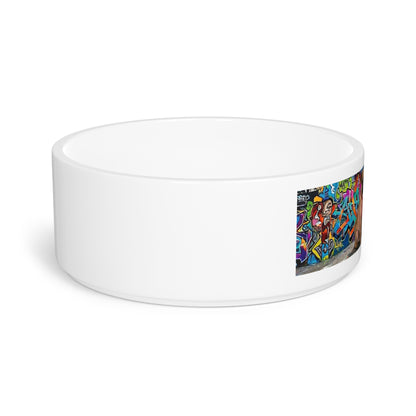 Dog Lover Ceramic Pet Bowl — Colorful Graffiti Puppies Design