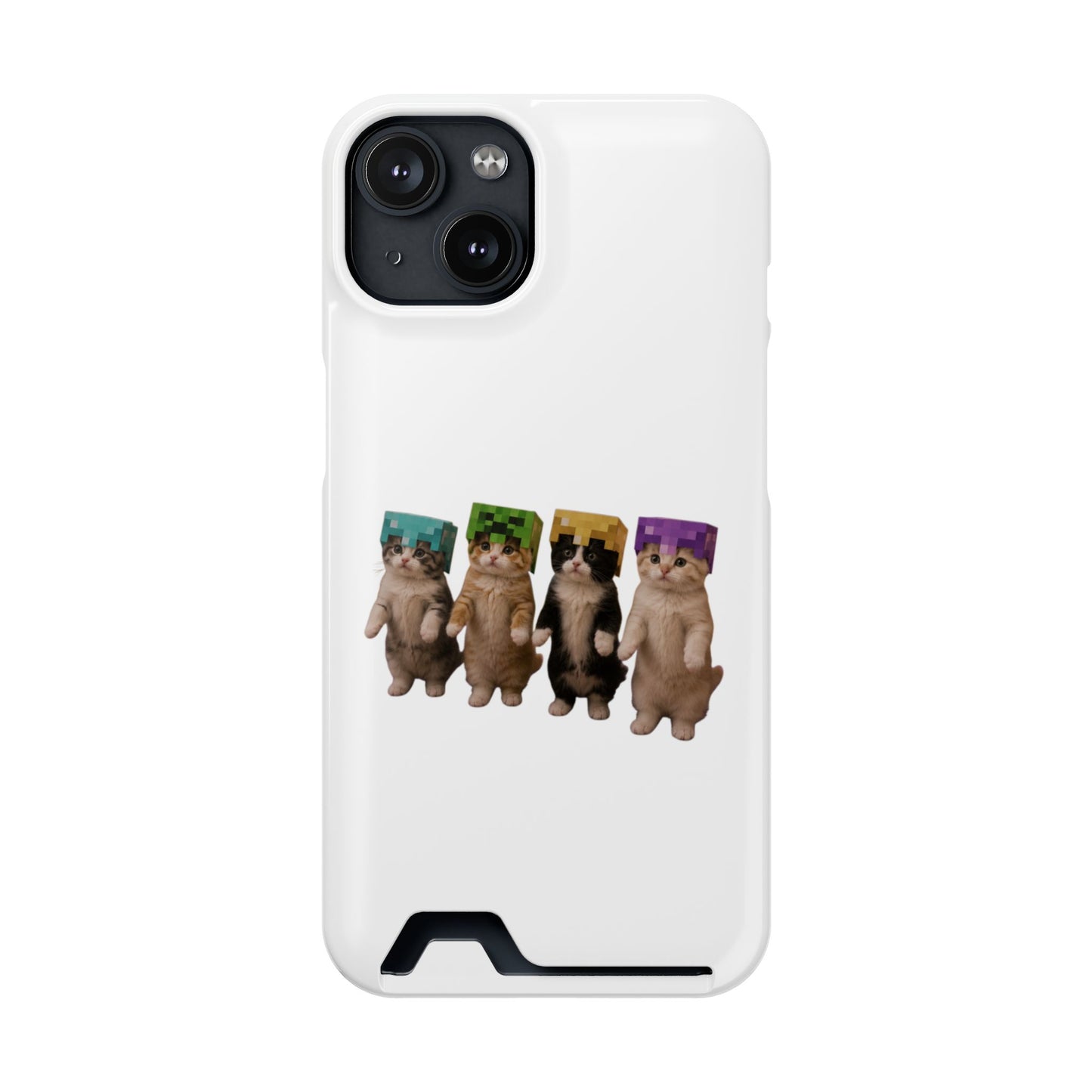 Minecraft Kittens Cat Phone Case with Card Holder