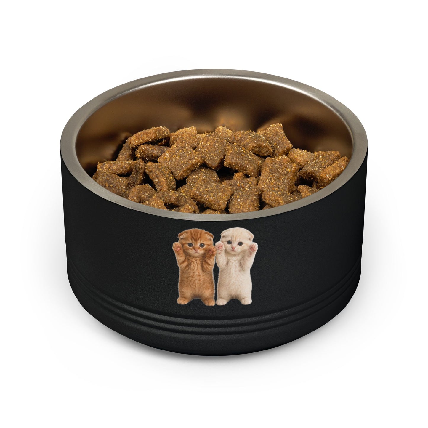 Cute Cat Kitten Pair 18oz Stainless Pet Bowl