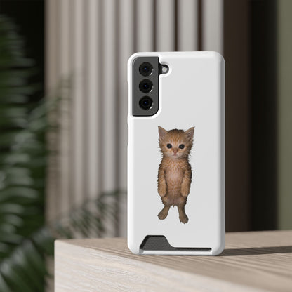 Cute Standing Kitten Phone Case with Card Holder
