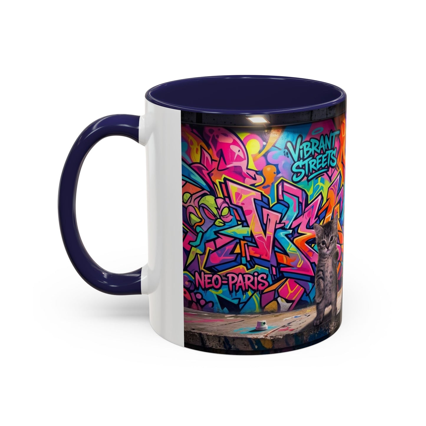 Street Kitties Graffiti Coffee Mug — Colorful Cat Art Accent Mug (11/15oz)