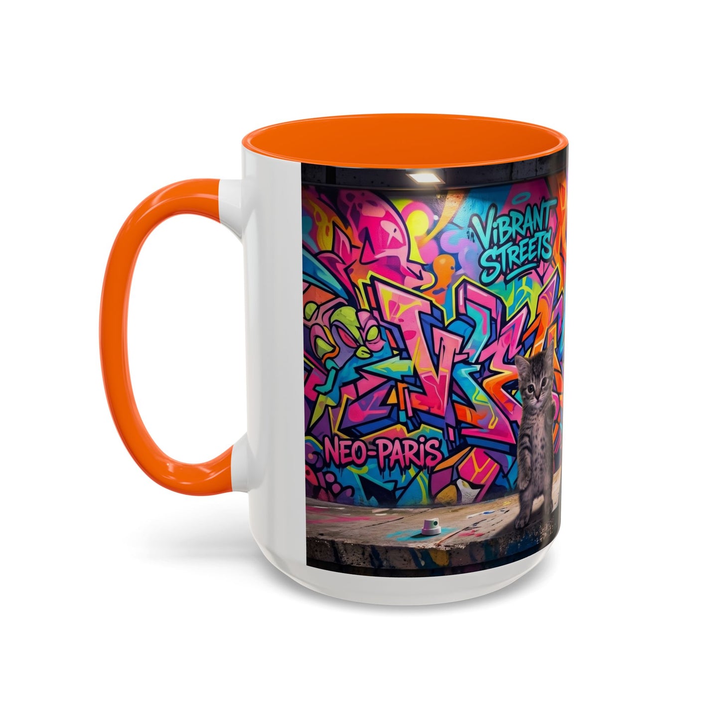 Street Kitties Graffiti Coffee Mug — Colorful Cat Art Accent Mug (11/15oz)