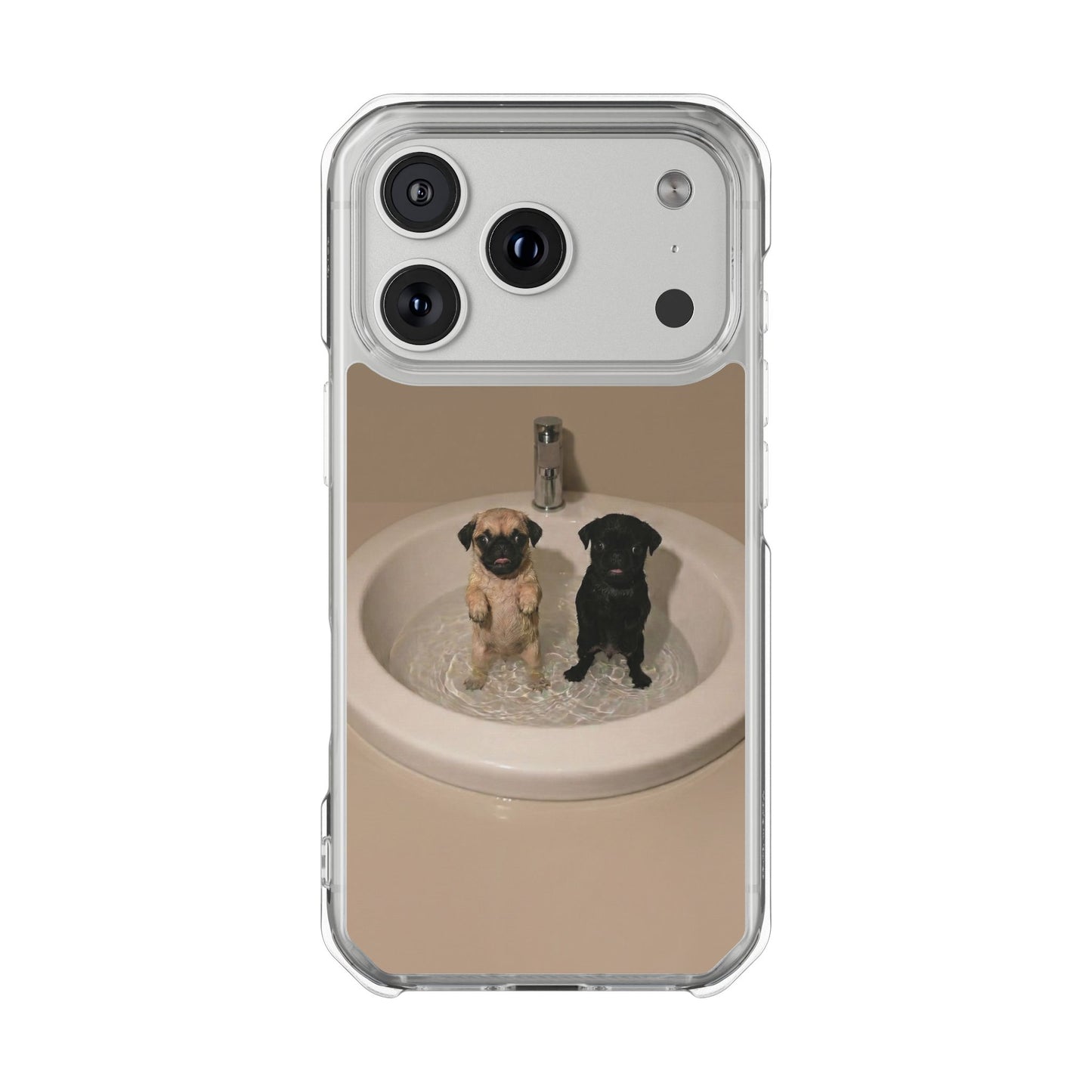 Clear Magnetic Phone Case – Cute Pups in Sink Photo Design