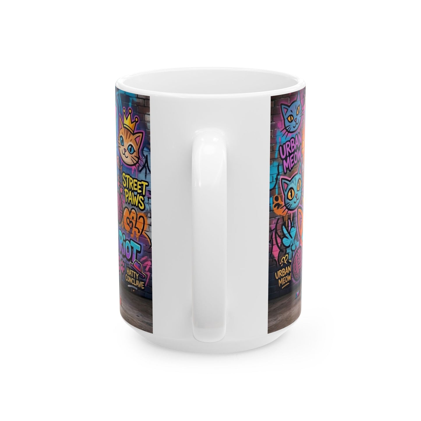 Kitten Crew Ceramic Mug — Colorful Street Art Cat Design (11oz/15oz)