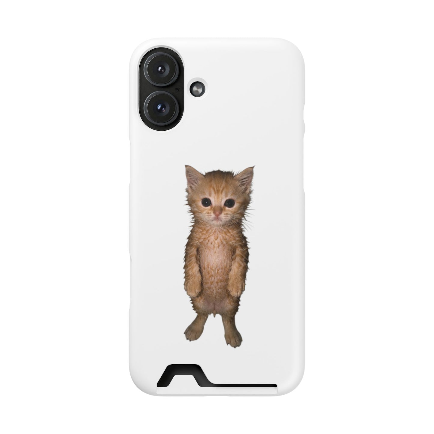 Cute Standing Kitten Phone Case with Card Holder