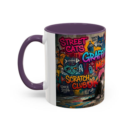 Graffiti Meow Squad Accent Coffee Mug — Cute Kittens ‘Purr-ject’ Street Art Design (11/15oz)