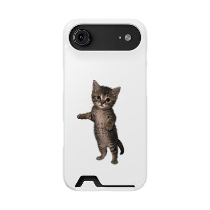 Cute Standing Kitten Phone Case with Card Holder