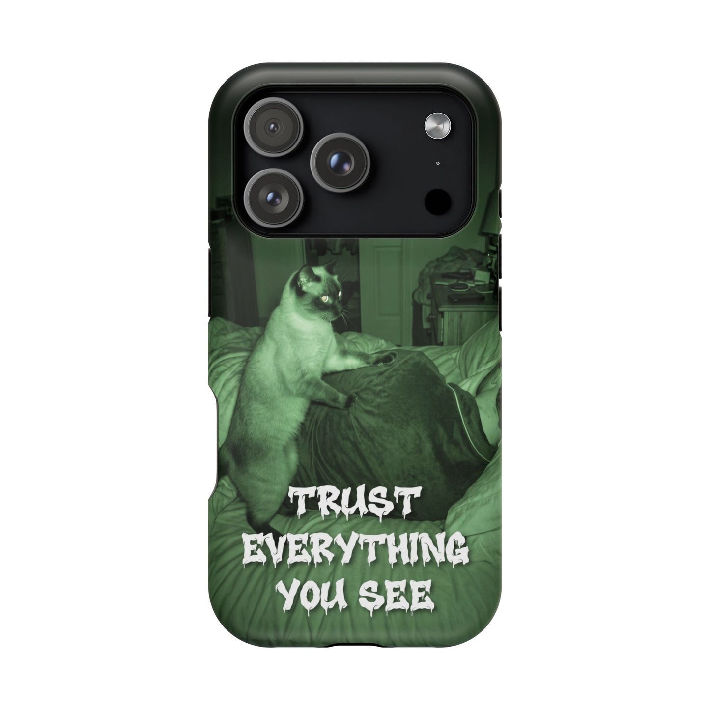 Phone Case 'Trust Everything You See' Green Dog Photo Magnetic Impact-Resistant Case