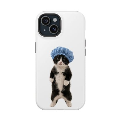 Cute Cat in Shower Cap Magnetic Impact-Resistant Phone Case