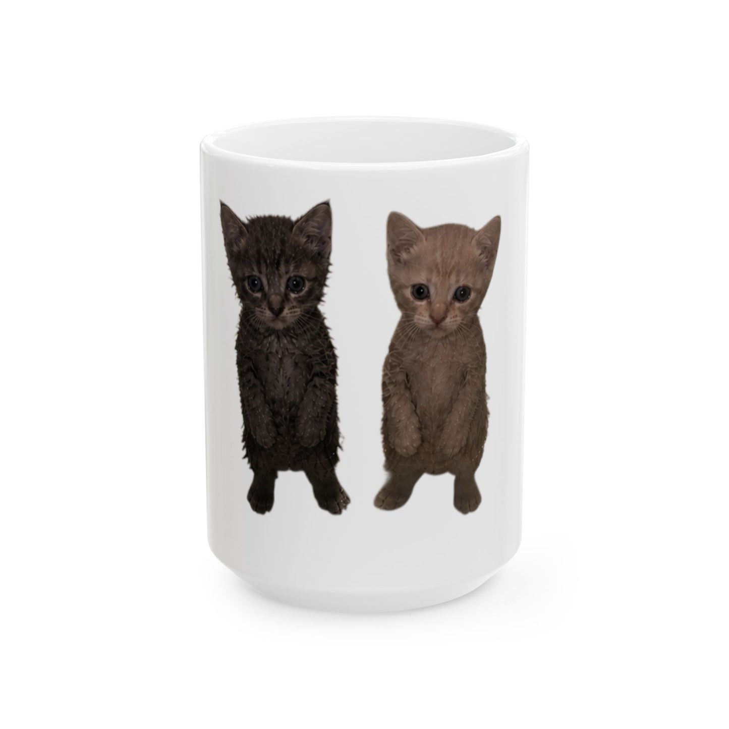 Cute Black & Brown Cat Pair Ceramic Mug  (11oz, 15oz)