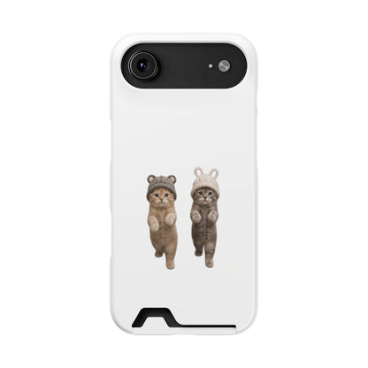 Kawaii Cats with Bear & Bunny  Cute Cat Duo Phone Card Case