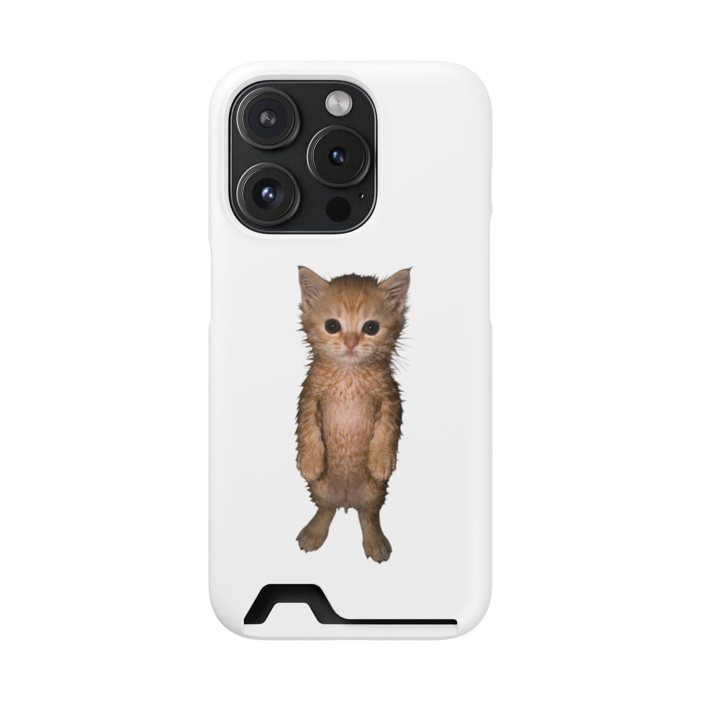Cute Standing Kitten Phone Case with Card Holder