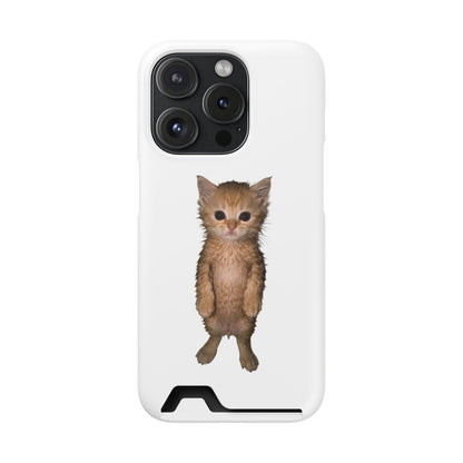 Cute Standing Kitten Phone Case with Card Holder