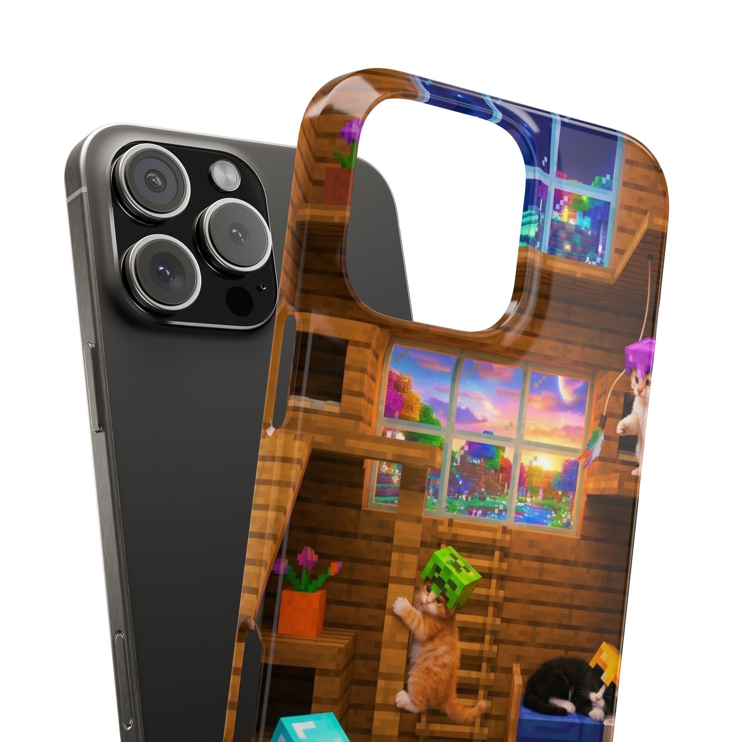 Minecraft Cozy Treehouse Slim Phone Case — Gamer Pixel Cabin Design
