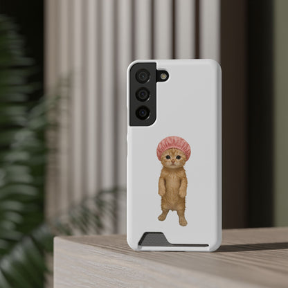 Cute Cat Shower Cap Phone Card Case