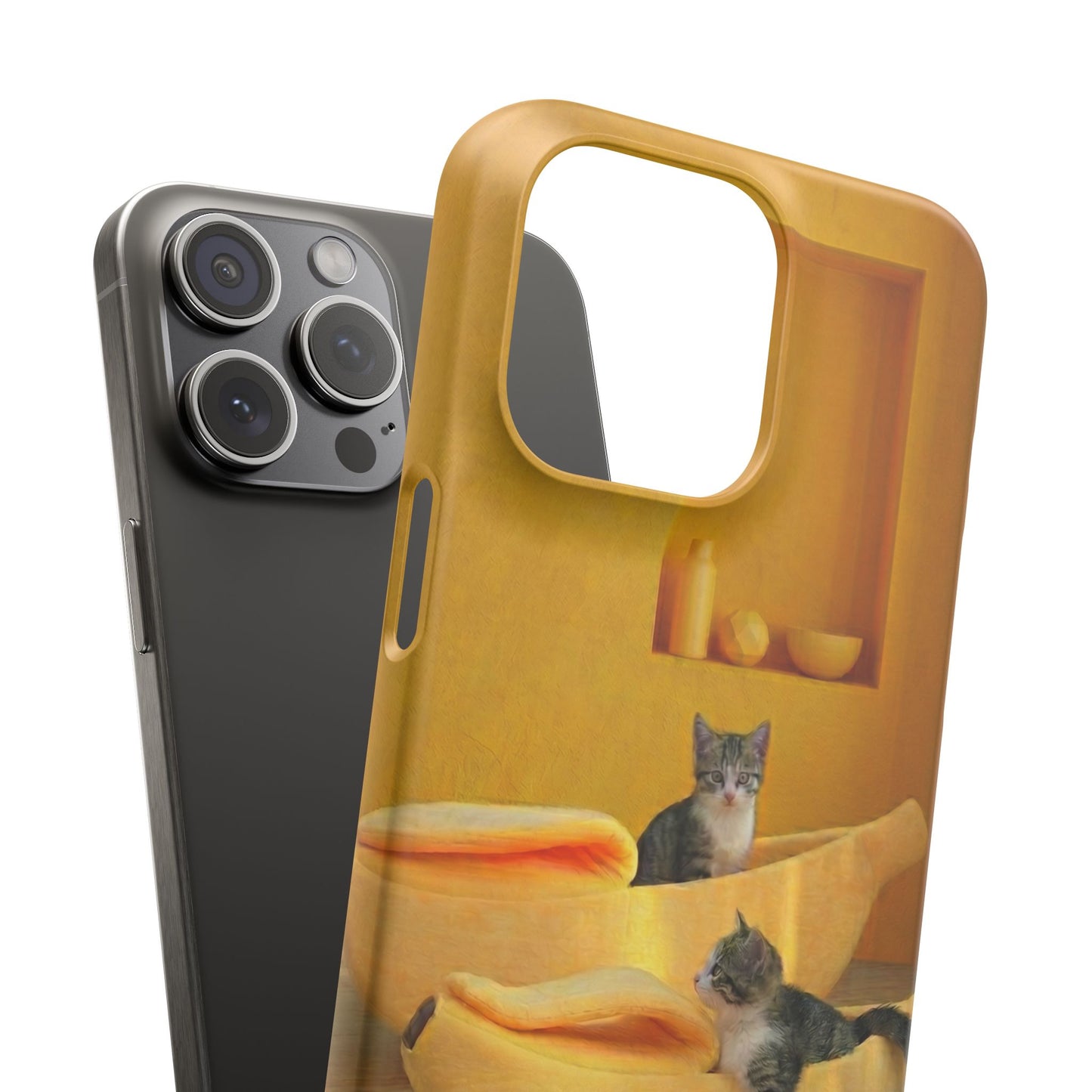 Cat Cozy Phone Case – Cute Kittens in Yellow Living Room Snap Case