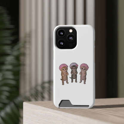 Cute Three Kittens Phone Case with Card Holder