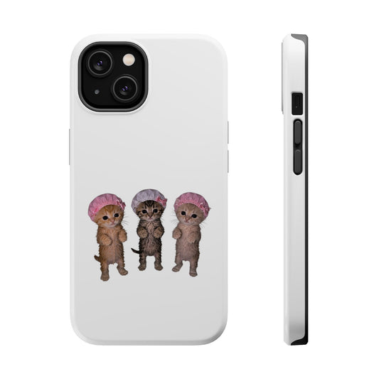 Cute Standing Kittens with Shower Caps  Phone Case