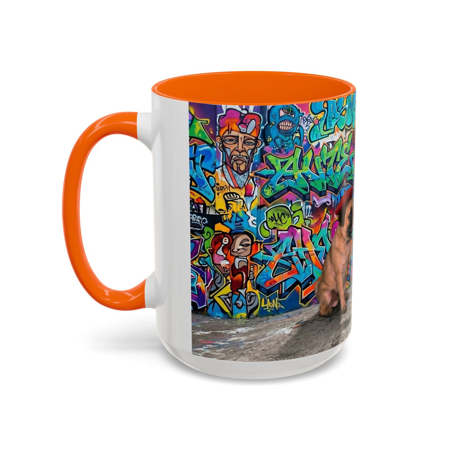Graffiti Pug Coffee Mug — Colorful Street Art Accent Mug (11/15oz)