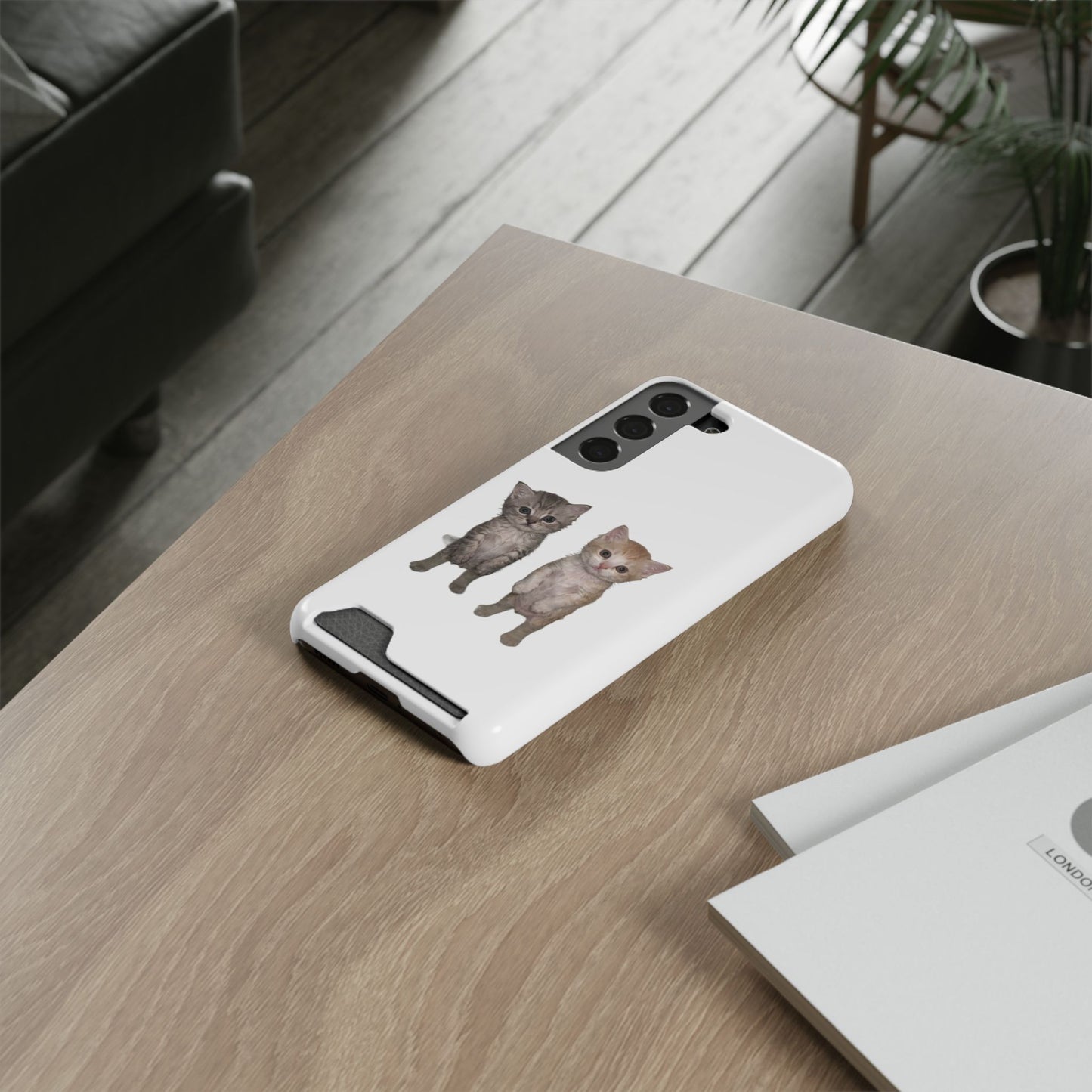 Duo Cute Kitten Phone Case with Card Holder