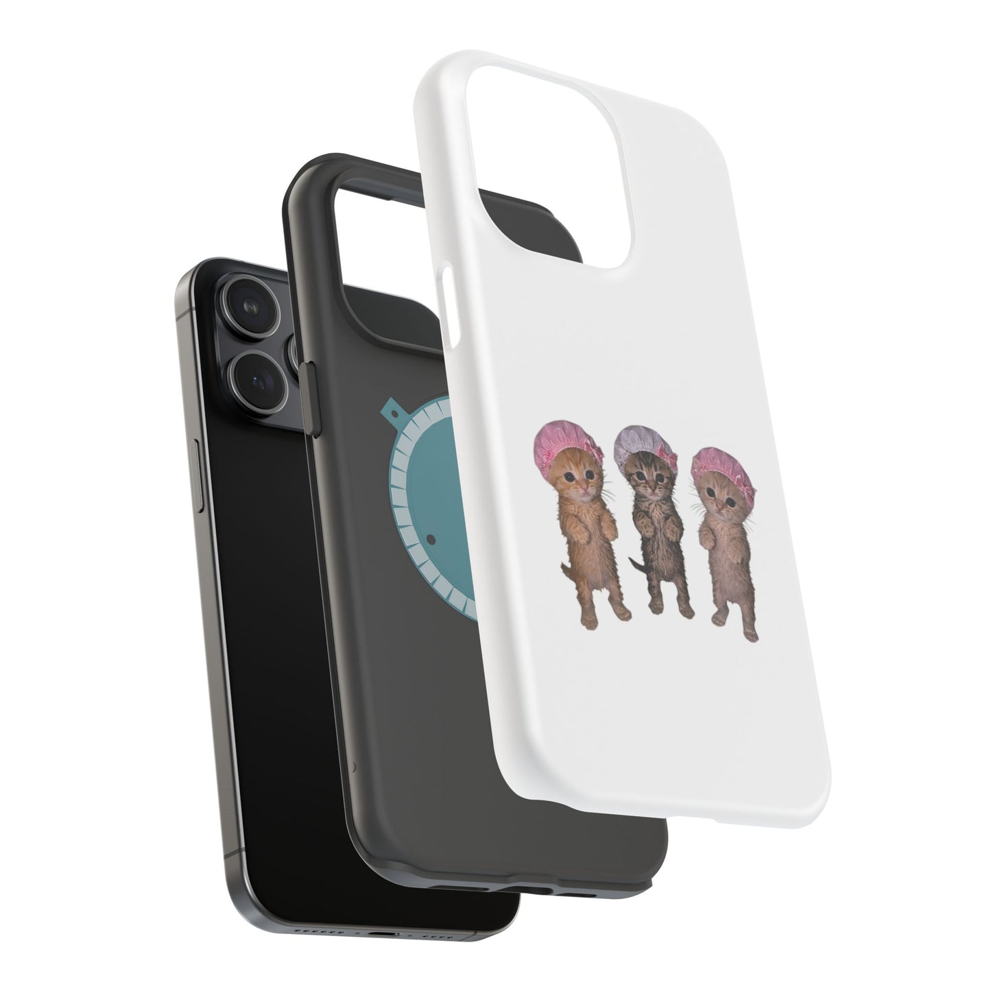 Cute Standing Kittens with Shower Caps  Phone Case