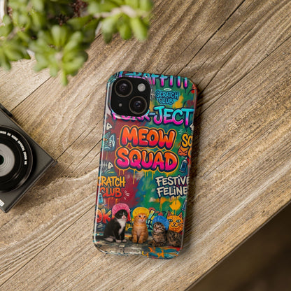 Meow Squad Graffiti Phone Case — Colorful Cat Crew Slim Case