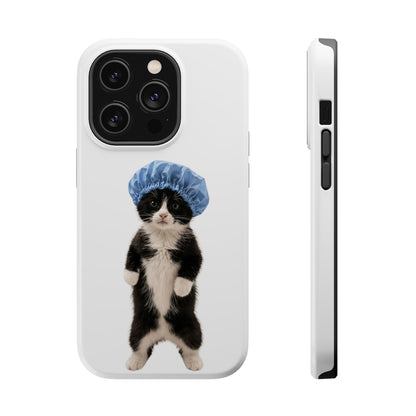 Cute Cat in Shower Cap Magnetic Impact-Resistant Phone Case