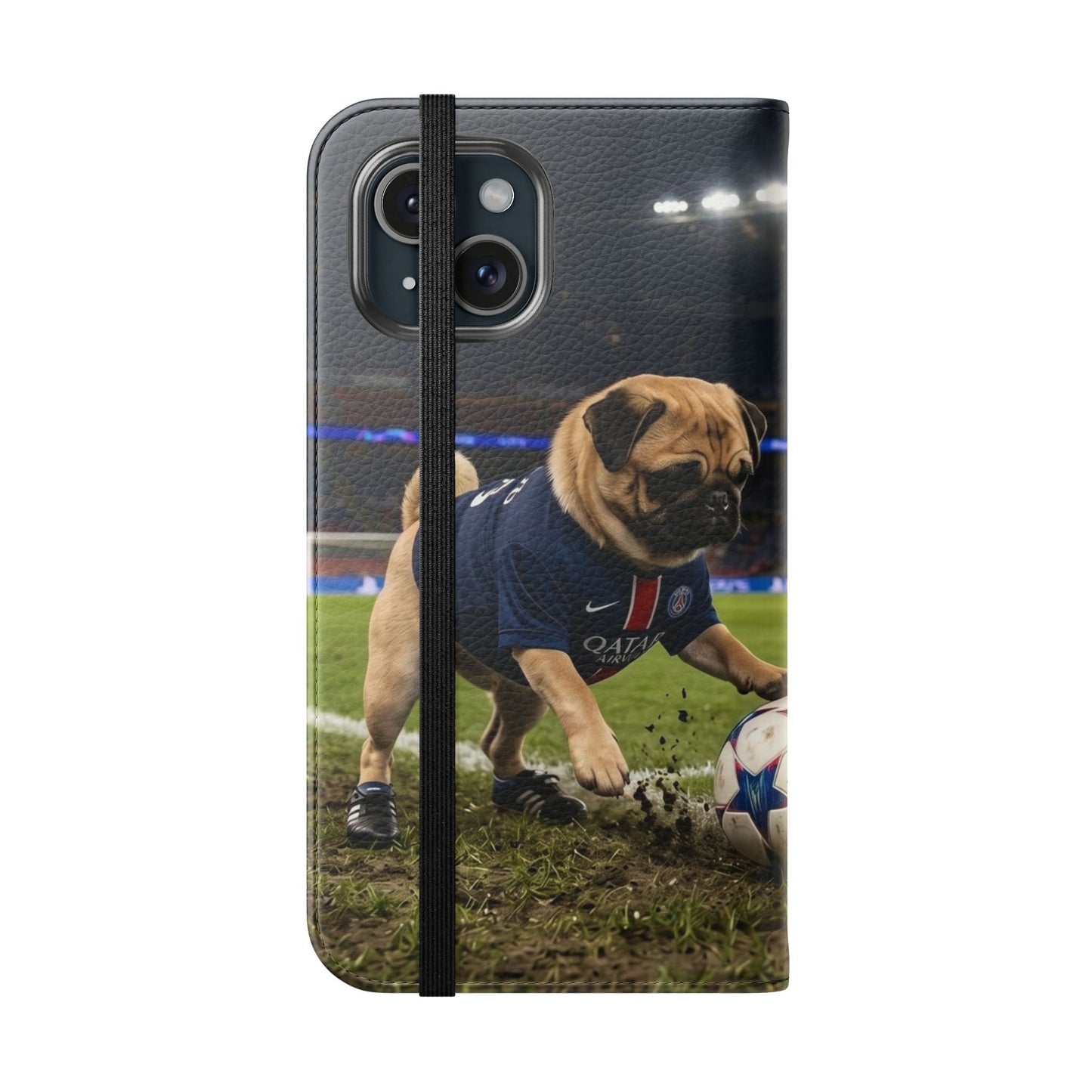 Flip Phone Case — Cute Soccer Pugs Design Wallet Cover
