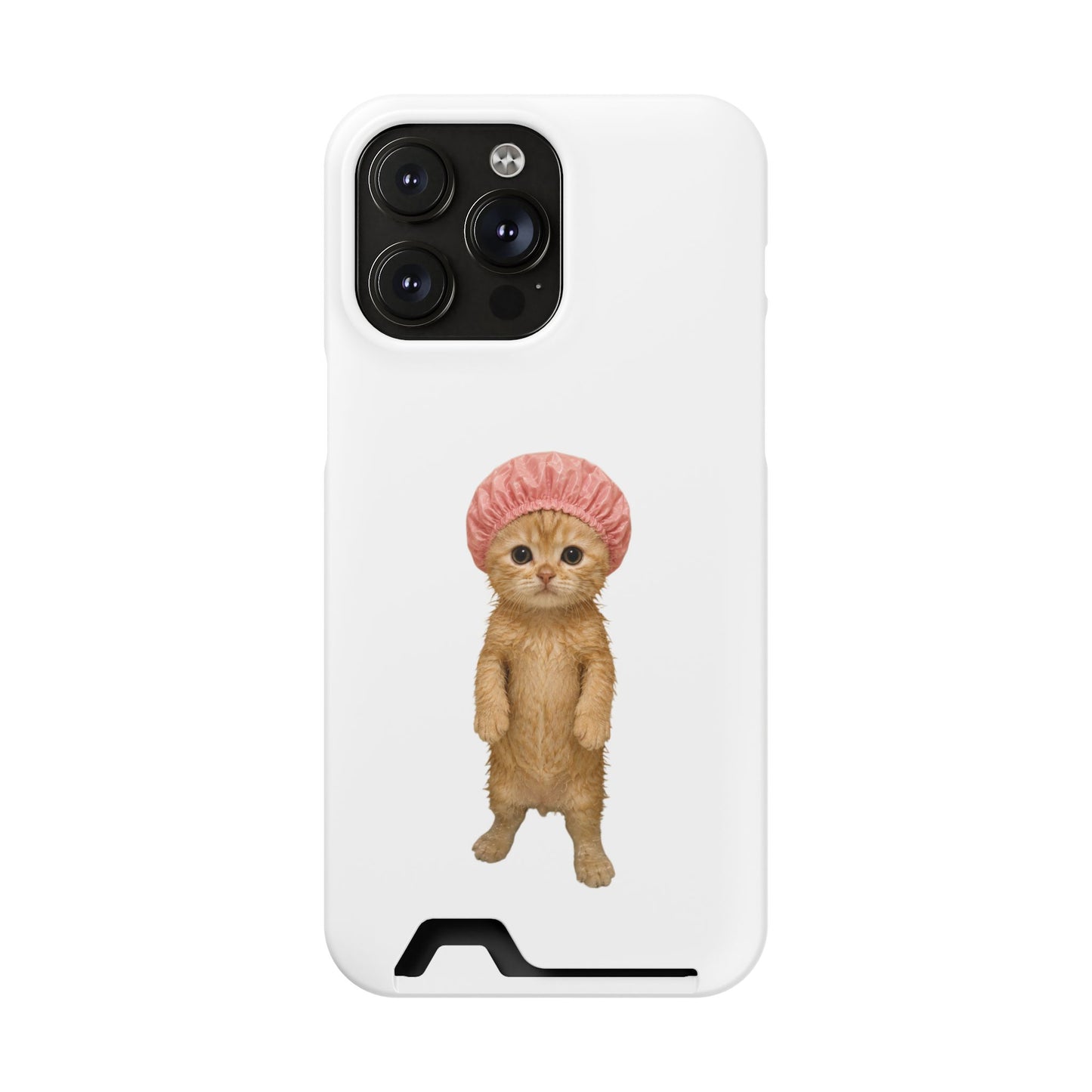Cute Cat Shower Cap Phone Card Case